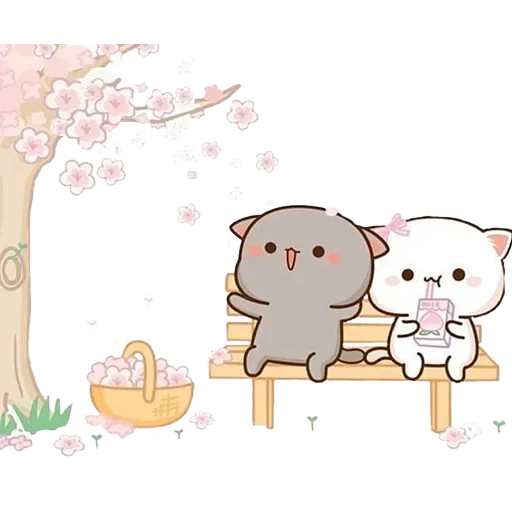 katiki kavai, gambar kawaii yang lucu, gambar kucing lucu, kucing kawaii yang cantik, wallpaper kucing mochi persik dan goma