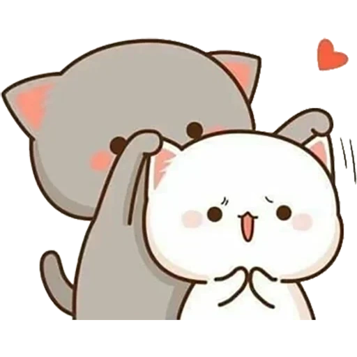 el amor de los gatos, gato kawaii, encantadores gatos kawaii, mochi mochi durazno gato, lindos abrazos de dibujos animados de gatos