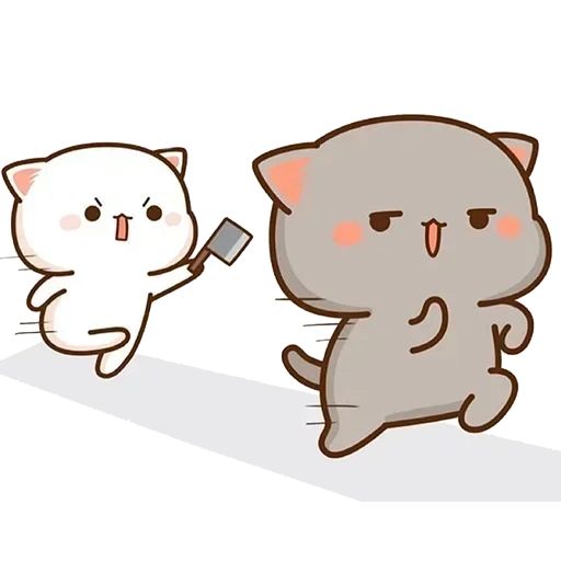 kucing chibi, kucing kawaii, gambar kawaii yang lucu, gambar kucing lucu, kawaii kucing pasangan