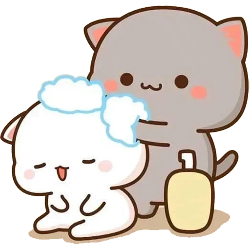gatos kawaii, gato de melocotón mochi, lindos dibujos de kawaii, mochi mochi durazno gato, kawaii cats love