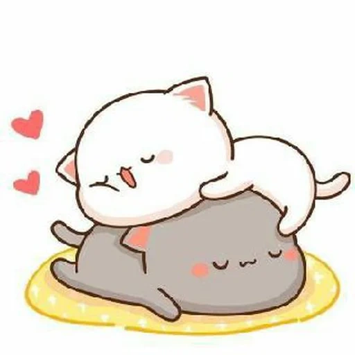 kawaii cat, kawaii hugs, cute kawaii drawings, lovely kawaii cats, kawaii cats a couple