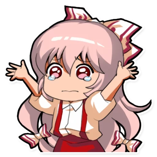 símbolo de expressão de anime, expressão atrás da cabeça, emoting mokou, mokou fujiwara, touhou project