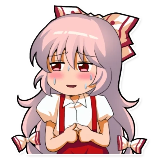 mokou, anime émoticône, expression derrière la tête, mokou fujiwara, touhou project