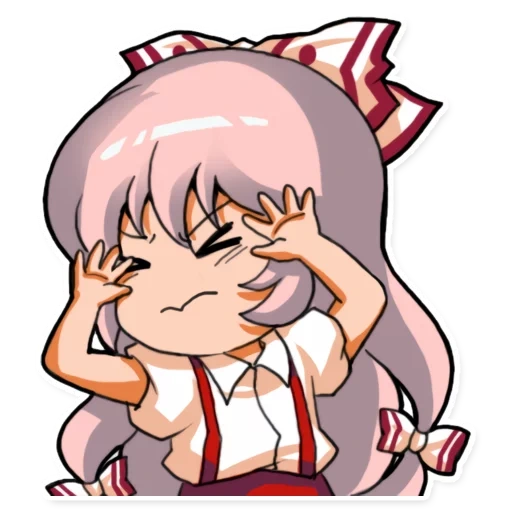 mokou, sonrisas de anime, emotante mokou, emoticones de anime, proyecto touhou