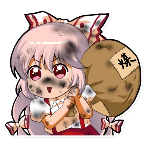 mokou emote, imagem de anime, emoting mokou, sorriso anime, personagem de anime