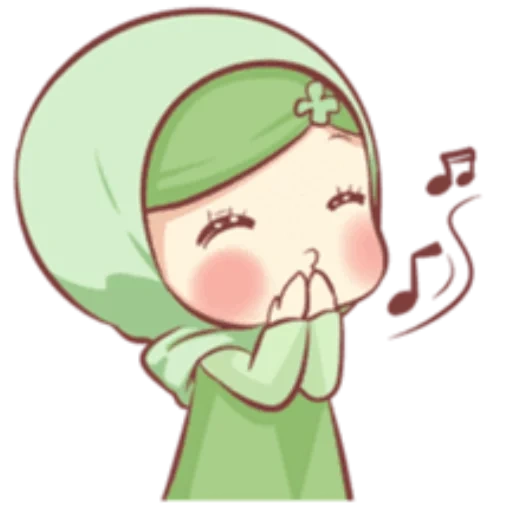 chibi, young woman, characters, muslim