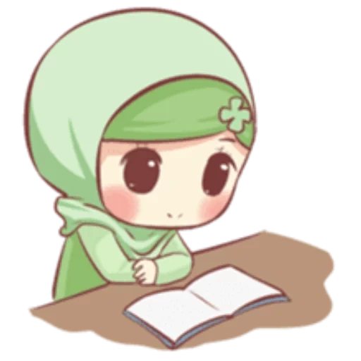 gadis, seni tebing merah, gambar anime, muslim chibi