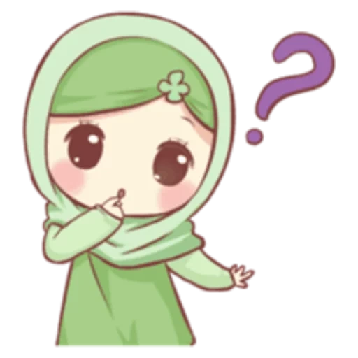 chibi, young woman, muslim, lovely anime drawings