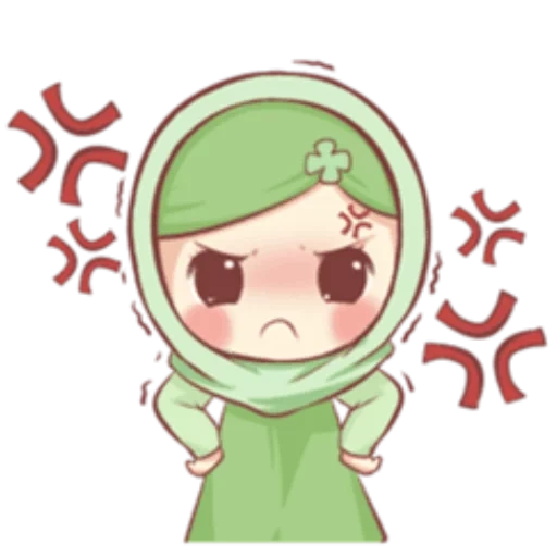 chibi, young woman, characters, muslim, lovely anime drawings