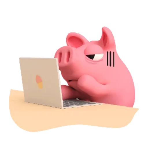 cerdo con dientes, cerdito, cerdo de casa, cerdo en la computadora, cerdo en el dibujo de la computadora