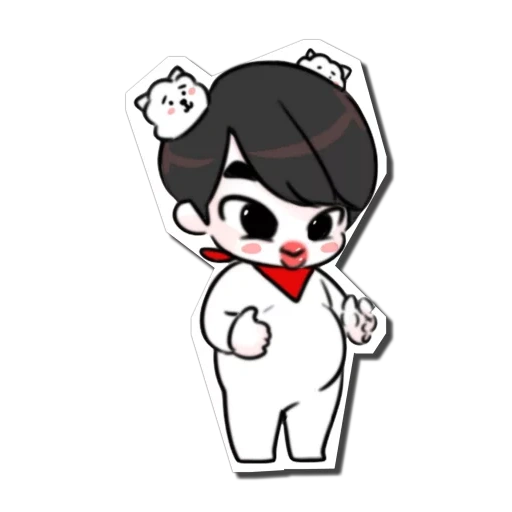 chibi, yun hao chibi, bts fanart, nanjin chibi, lukisan tokoh dinding merah yang indah