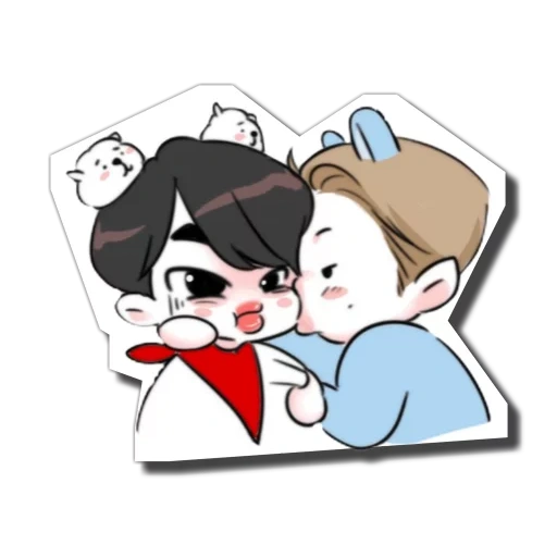 anime, bts fanart, namjin chibi, namjin chibi, chibi bts namjina