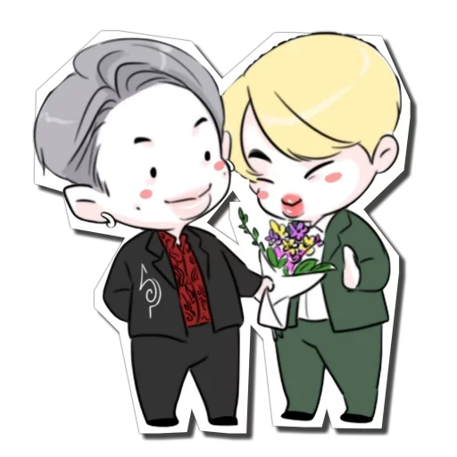 fan art, art chibi, namjin chibi, namjin chibi dämonen, harry potter chibi malfoy