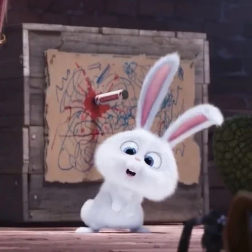 conejo, bola de nieve de conejo, conejo de dibujos animados de bola de nieve, vida secreta de flujo de nieve con conejo, bola de nieve de conejo la última vida de las mascotas 1