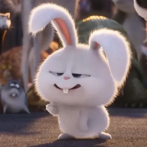bunny, mauvais lapin, boule de neige de lapin, lapin de compagnie de la vie secrète, smiley lapin boule de neige dessin animé