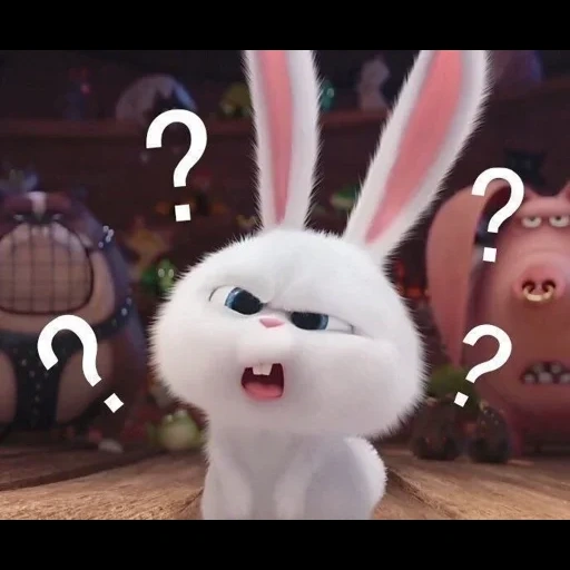 coelho, bola de neve de coelho, vida secreta do coelho, cartoon de bola de neve de coelho satisfeita, little life of pets rabbit