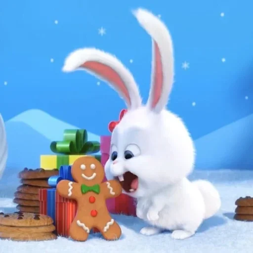 заяц снежок, кролик снежок, кролик животное, кролик снежок мем, тайная жизнь домашних животных