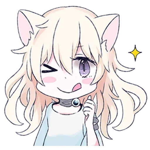 chibi einige, anime süß, weißes katzenmädchen, anime cat girl, anime süße zeichnungen