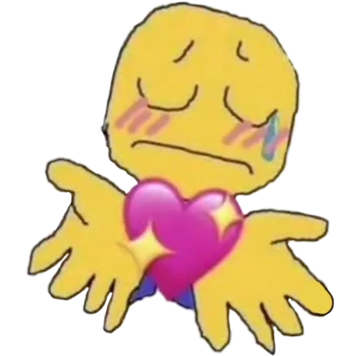 animation, cursed emoji meme, expression wraps heart, meme of smiling face heart, curly expression crying m knife