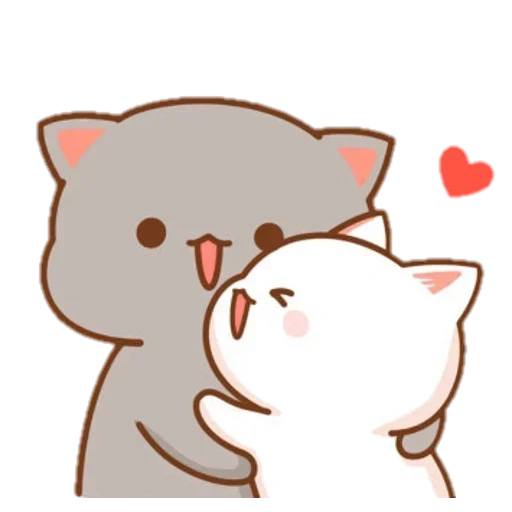 mochi cat goma, chats kawaii, dessins de chats mignons, kawaii cats love, le chat étreint le cœur