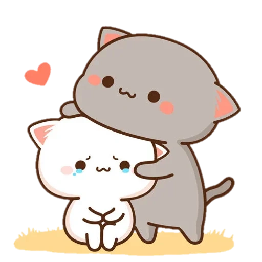dessins de chat mignons, dessins de chats mignons, mochi mochi pêche chat, kawaii cats love, kawai chibi cats love