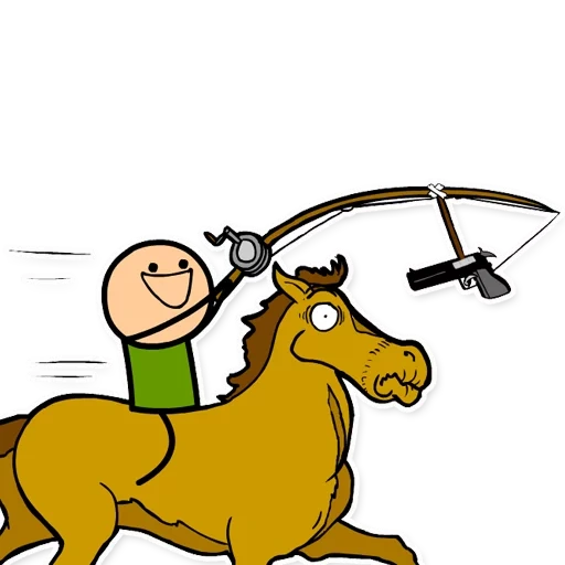 horse, horse boy, a cornered horse, carrot and stick games, cartoon horse rider