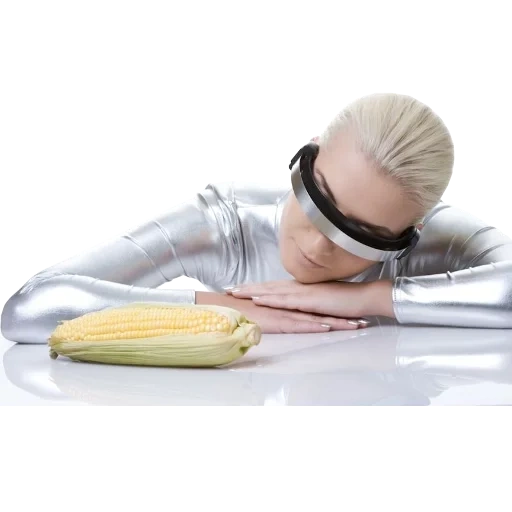 woman, appliances, a woman with corn, cyber woman with corn, girl with a computer mouse