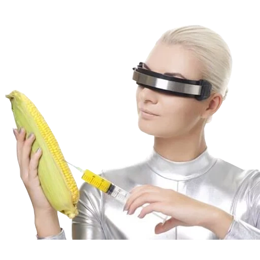 human, corn meme, appliances, a woman with corn, cyber woman with corn