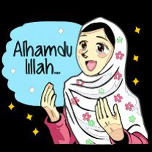 gadis, hijab cartoon, islam wasap, anak muslim, salam islami