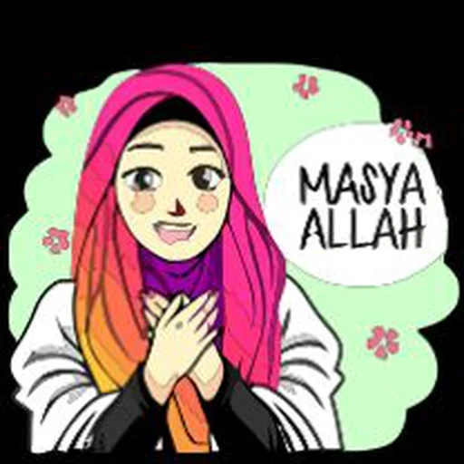 chica, musulmanes, hijab cartoon, turbante musulmán, muslim watsap android