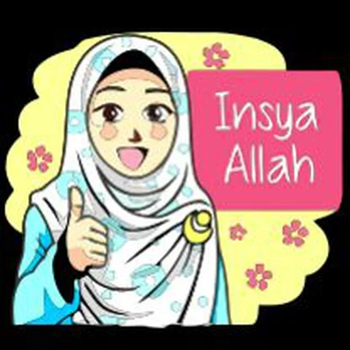 jeune femme, dessin animé de hijab, autocollants de hijab, hijab d'aichukhuk, enfants musulmans