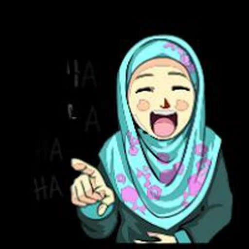 kartun, gadis, agama islam, hijab cartoon, stiker hijab