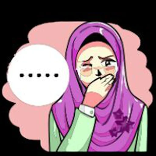 kartun, chica, hijab girl, hijab cartoon, arte del turbante de niña