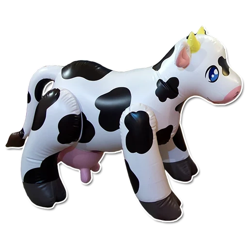 aufblasbare kuh, milka aufblasbare kuh, die kuh ist groß, das aufblasbare spielzeug einer kuh, die kuh ist ein plastikspielzeug