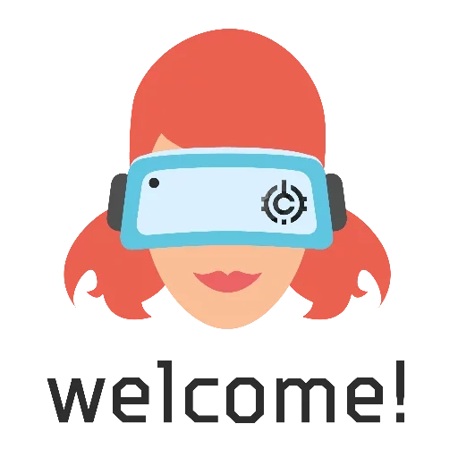text, vr badge, glasses icon, pilot fest logo, virtual reality icon