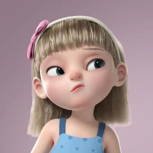 presset, cartoon girl, cute cartoon, cute baby girl, 3d character girl little