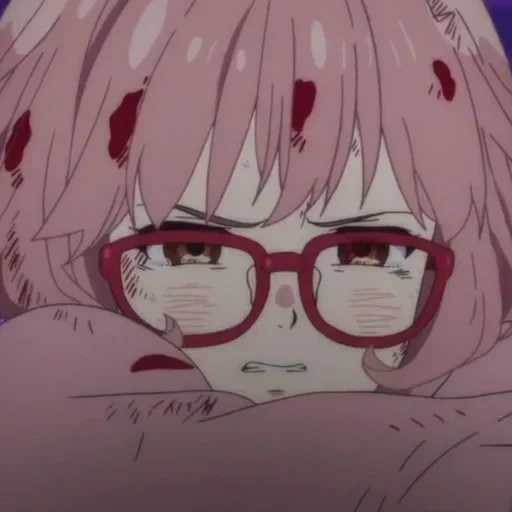 di belakang segi anime, anime mirai kuriyama, kuriyama mirai menangis, di belakang wajah anime kuriyama, anime kuriyama mirai menangis