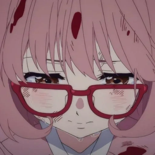 mirai kuriyama, di belakang segi anime, anime mirai kuriyama, di belakang wajah anime kuriyama, anime kuriyama mirai menangis