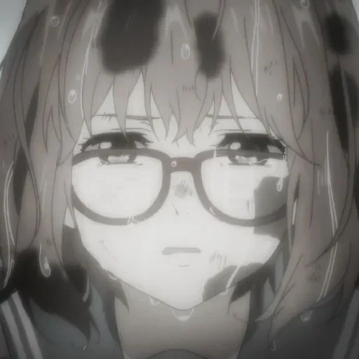 kuriyama, mirai kuriyama, anime detrás de la línea, anime detrás de la línea tristeza, los rostros del anime de kuriyama llorando