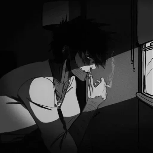 pessoas, figura, papel de animação, cigarro anime kun, o namorado do anime está triste com o cigarro