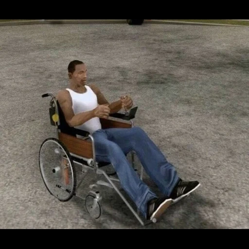 c.j personnes handicapées, fauteuils roulants, cj gta sa fauteuil roulant, fauteuils roulants san andreas gta, fauteuils roulants san andreas gta