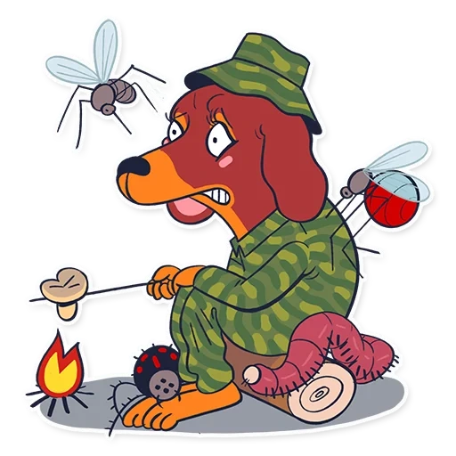 militare, cane da giorno, cartoon dachshund, illustrazione di bassotti, battute sulla vecchiaia