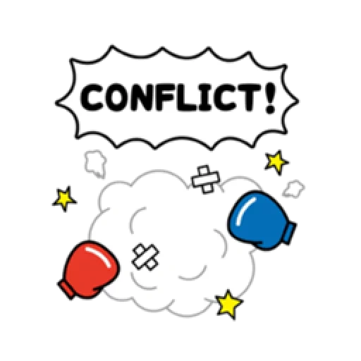 conflict, core values, solution, english text, communication inscription