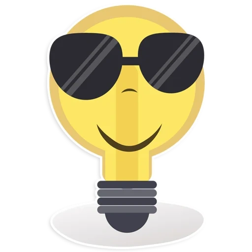 e lama, bulb, smiley idea, smiley light bulb, black glasses smiley