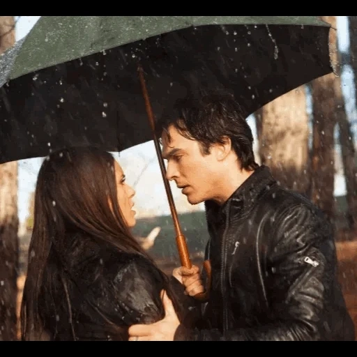 alice, damon elena, elena gilbert, andrei platonov, vampire diaries damon elena under an umbrella