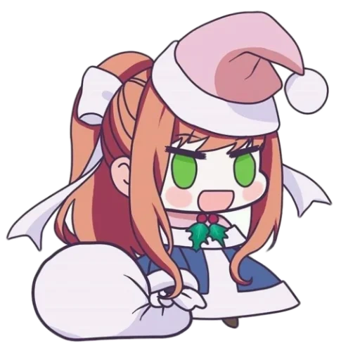 animation, padoru monica, cartoon character, ddlc monika art, lovely red cliff figure painting