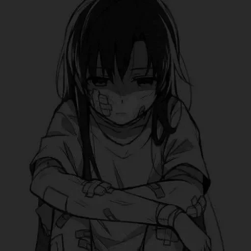 аниме, грустная тян, грустные аниме, аниме девушки манга, рисунки грустные аниме