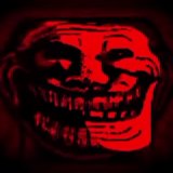 il trollfeis è rosso, sorridendo i trollfine, il volto terribile della trollfeis, le trollpasi sorride al meme, trollfaces sorride sotto fonc