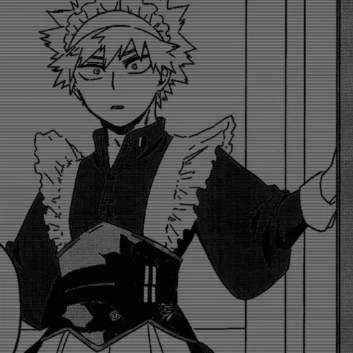 bakugo, cartoon king, cartoon character, anime maid, my hero academy