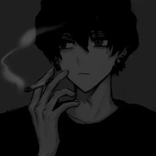 figure, tabagisme animé, anime boy, anime noir, anime de yuno kasai